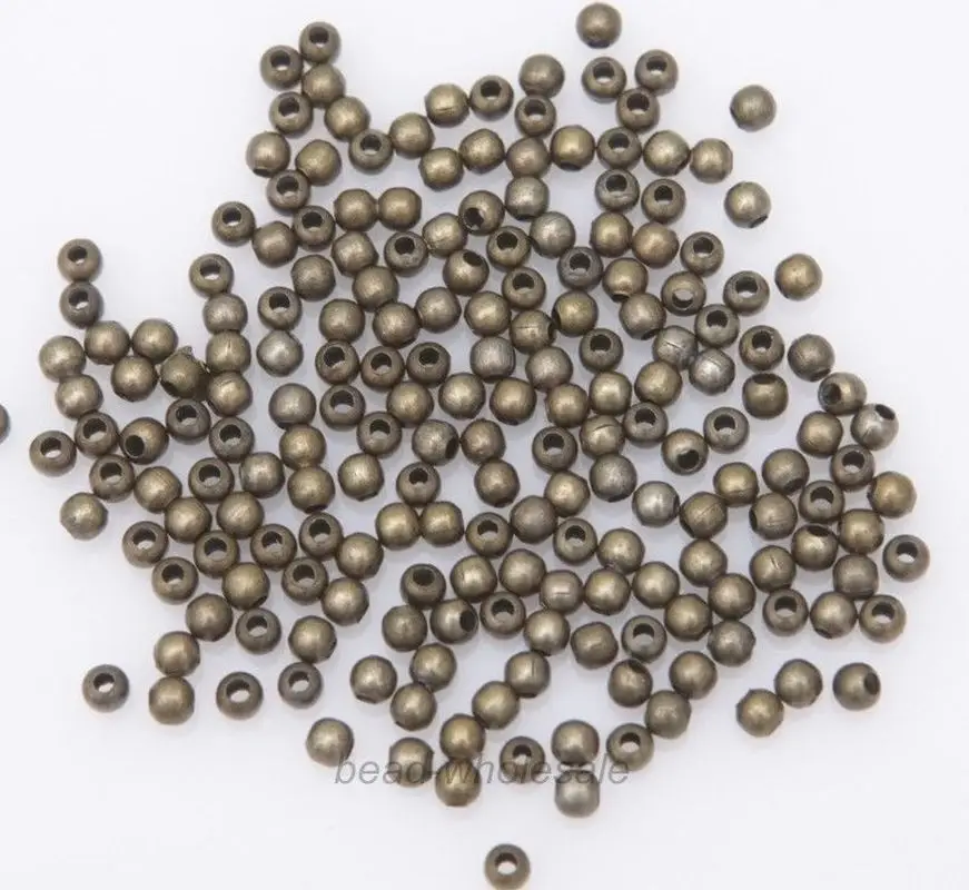 Оптовая продажа 1000 шт круглые металлические серебряные бусины 3 мм для