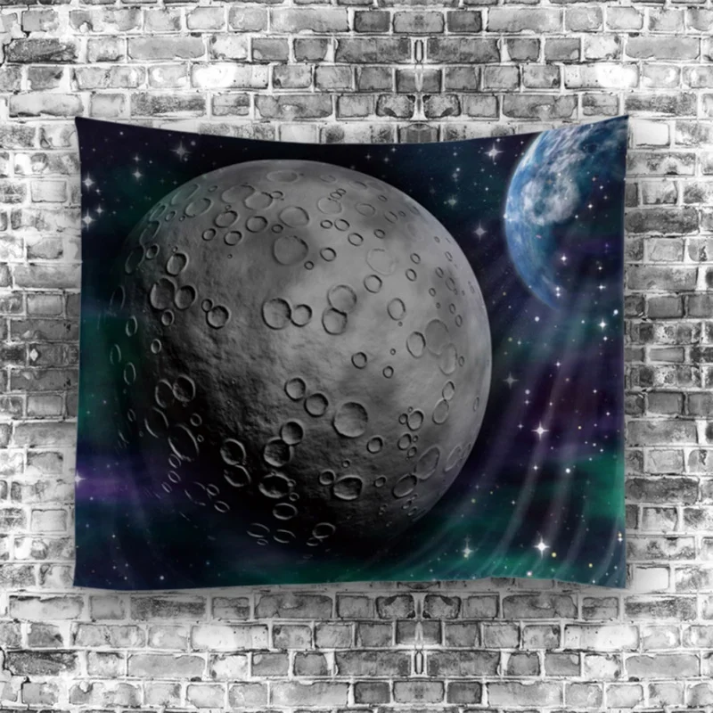Настенный гобелен полиэстер земля луна туманность Вселенная пляжное полотенце