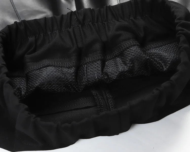 Stretch Real Leather pants Elastic Waist Genuine sheep Leather pant female Cloth Stitching Real Sheep Leather Pencil Pant F2370