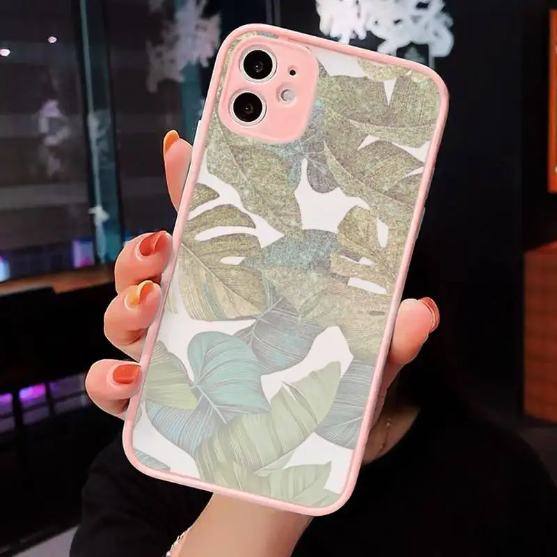 

Leaves & Pineapple high quality Phone Cases matte transparent For iphone 7 8 11 12 plus mini x xs xr pro max cover