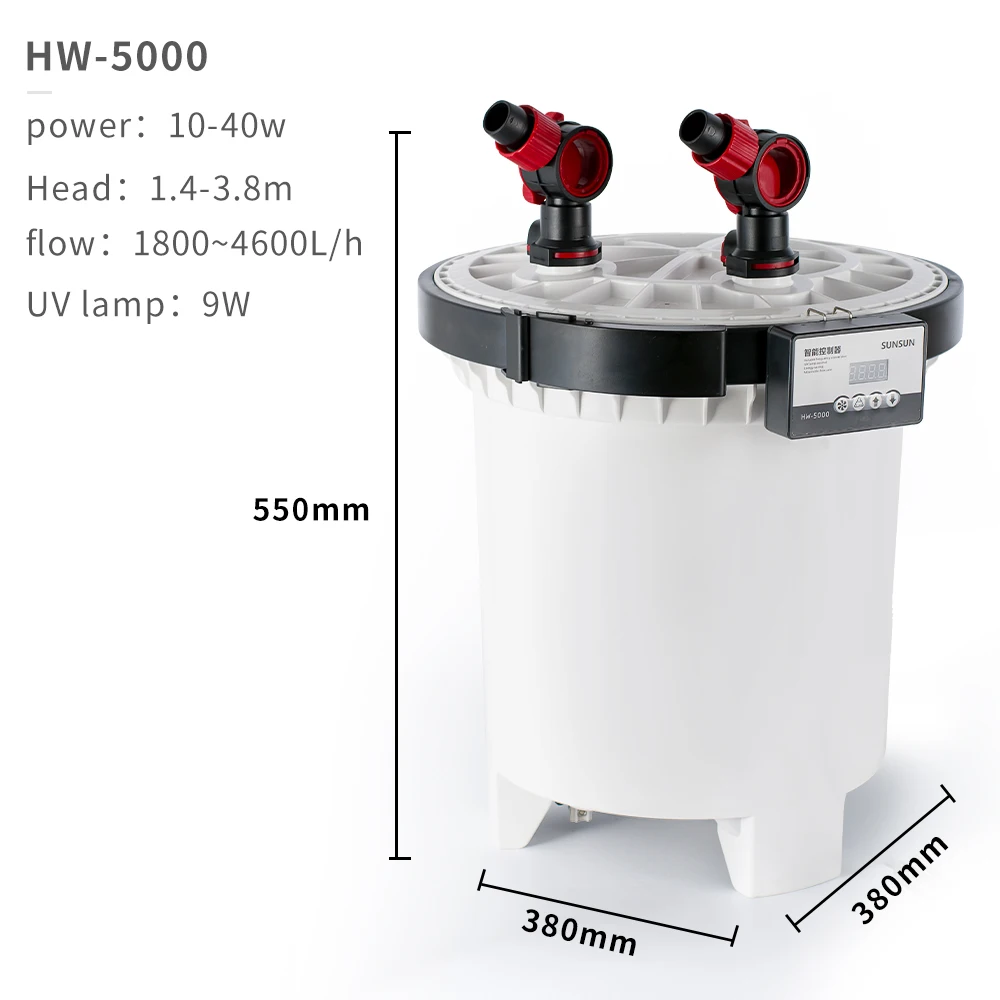 40 Вт SUNSUN HW-5000 ЖК-дисплей 4-ступенчатый аквариумный фильтр с 9 УФ-лампой для