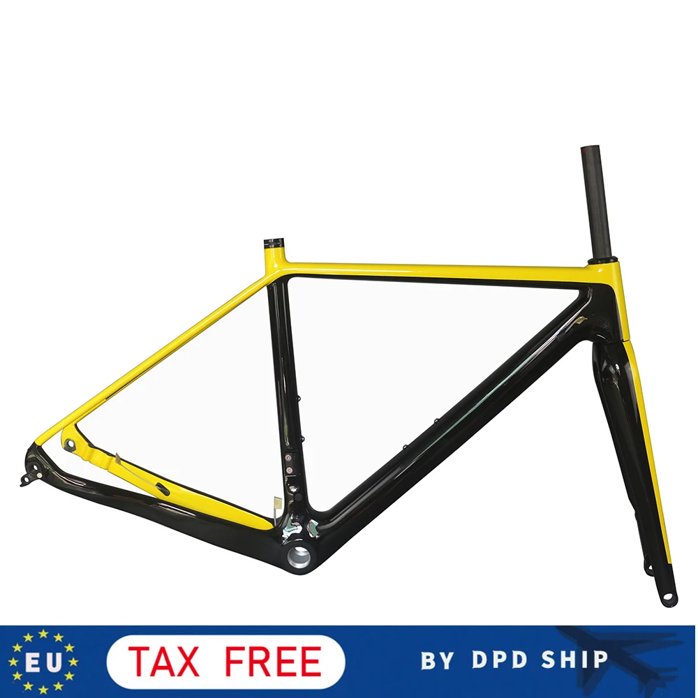 

Плоское крепление карбоновый гравий дисковый тормоз велосипедная Рама сквозной оси 142 мм Di2 карбоновый циклокросс рама диск без подседельного штыря YK013