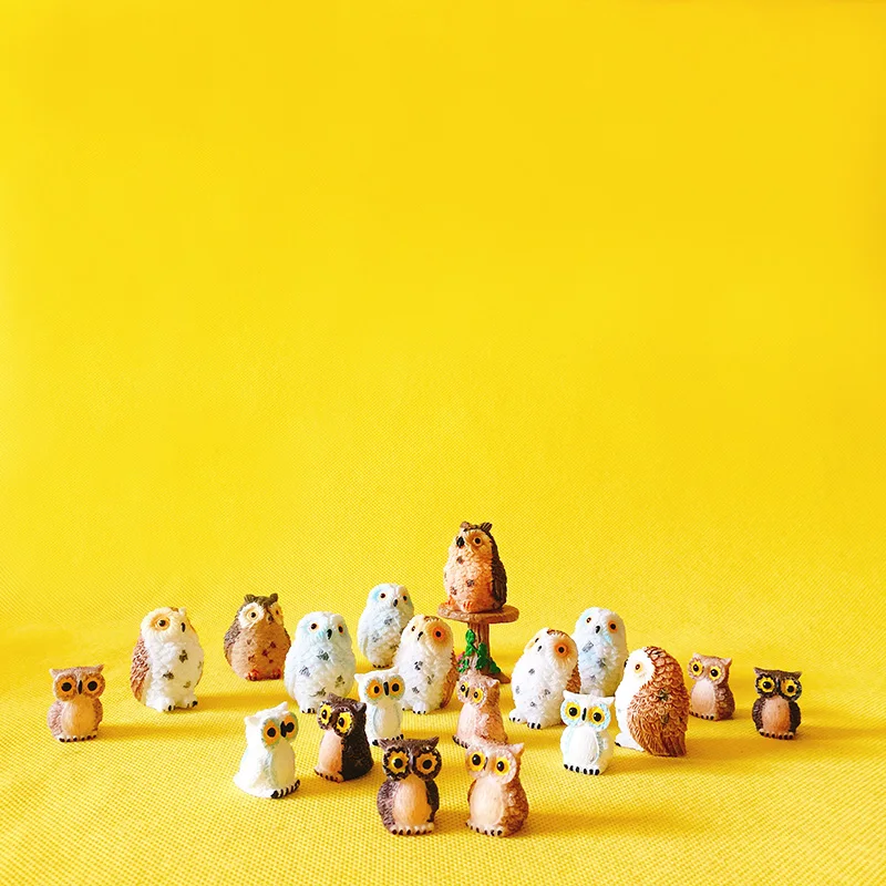 sale~10Pcs/owls/miniatures animals/lovely cute/fairy garden gnome/moss terrarium decor/crafts/bonsai/figurine/diy supplies | Дом и сад
