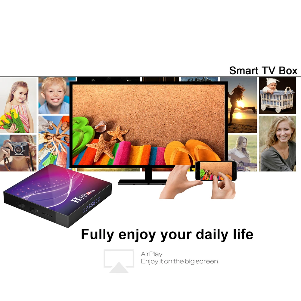 ТВ приставка Docooler H10 Max Android 10 0 H616 четыре ядра Wi Fi 6K HDR 4K телеприставка 4 Гб ОЗУ 32 ГБ/64