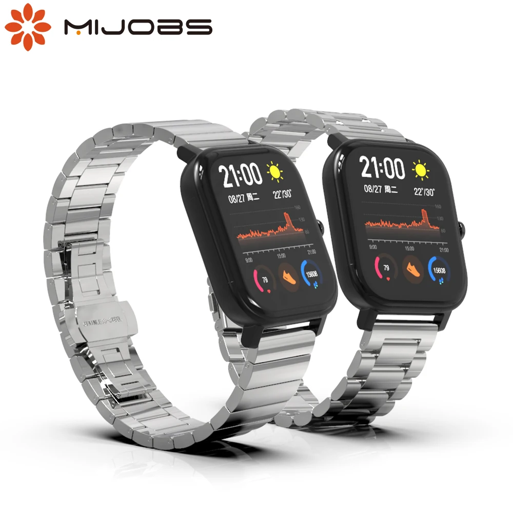 Ремешок для Amazfit GTS Bip металлический браслет из нержавеющей стали Huami GTR 42 мм