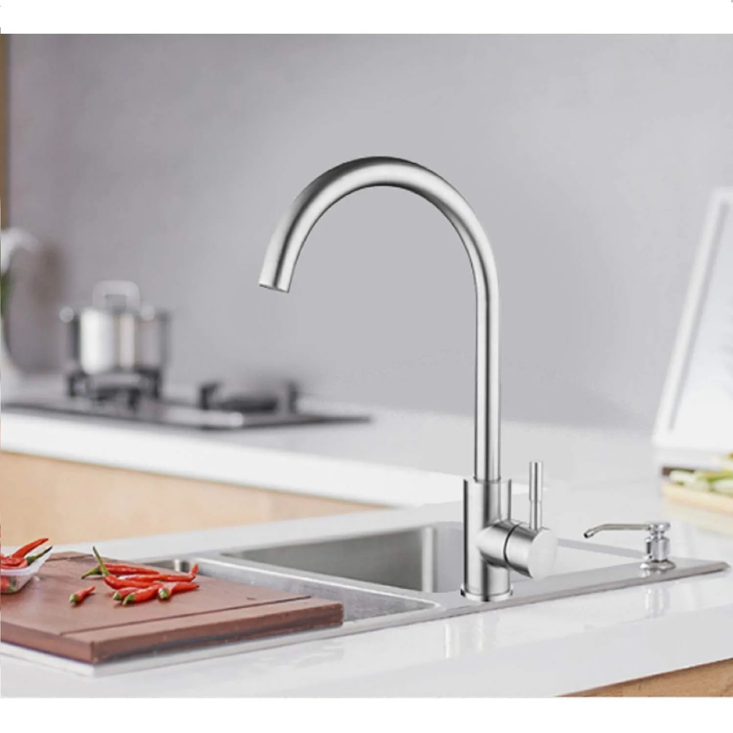 

Brushed Nickel Kitchen Faucet Pull Out Kitchen Mixer Tap 360 Degree Single Handle Stream Sprayer Kitchen Spout Hot Cold Faucet
