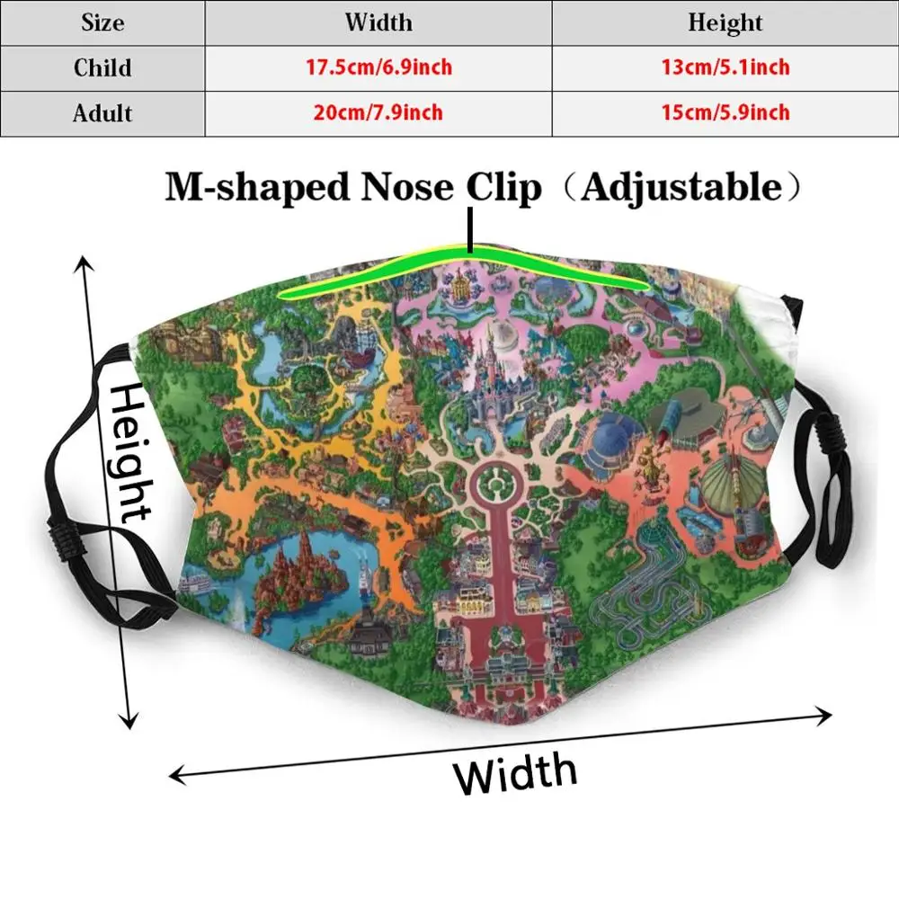 Волшебное Королевство! Моющаяся маска с фильтром для защиты от пыли рта парка