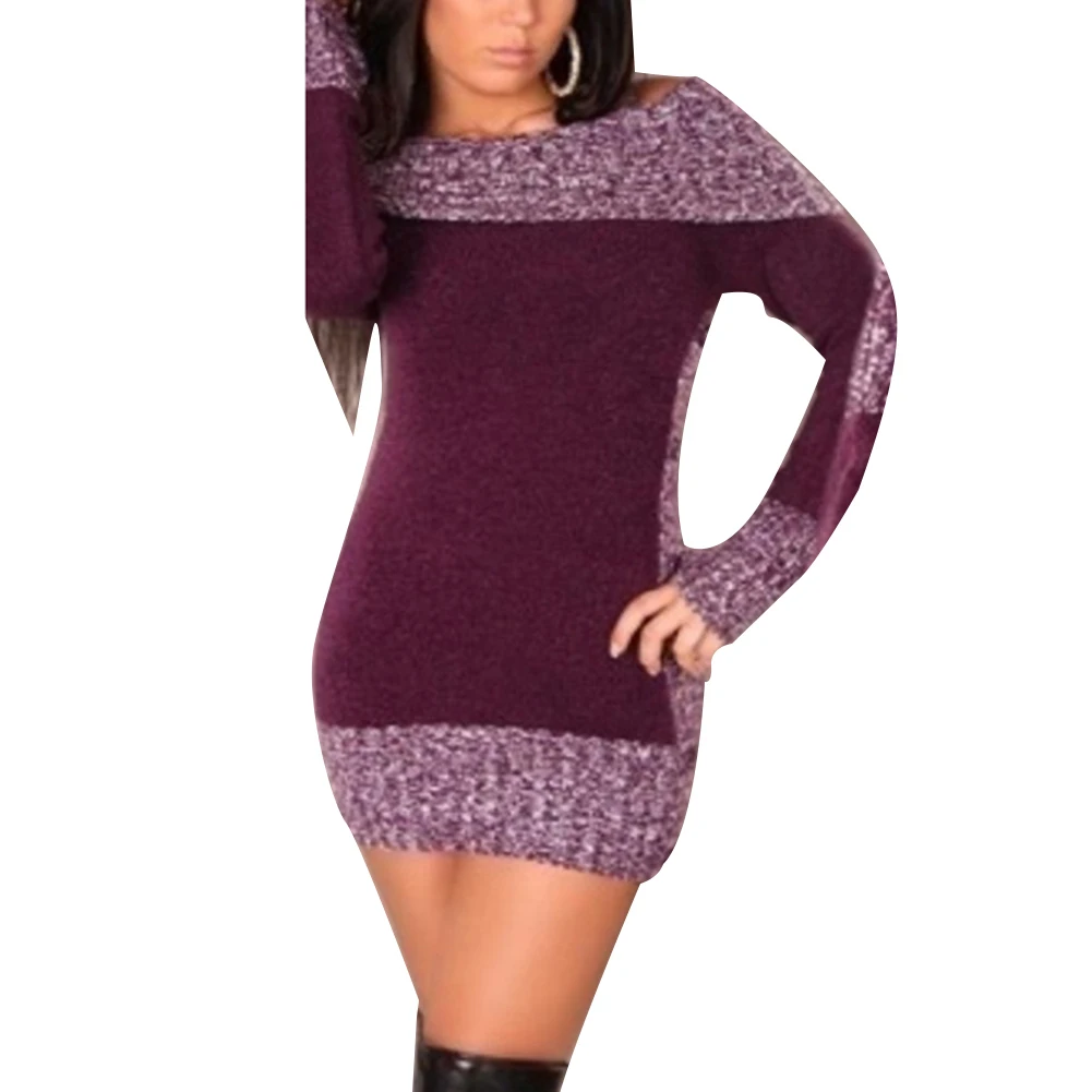 Сексуальный женский зимний облегающий свитер с открытыми плечами вязаное