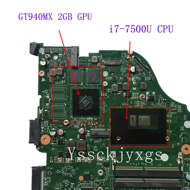 Новый DAZAAMB16E0 для ACER E5 575 575G материнская плата ноутбука F5 573 573G с i7 7500U Процессор GT940MX