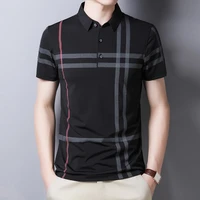 men summer striped shirt short sleeve slim fit polos fashion streetwear tops men shirts office casual shirts