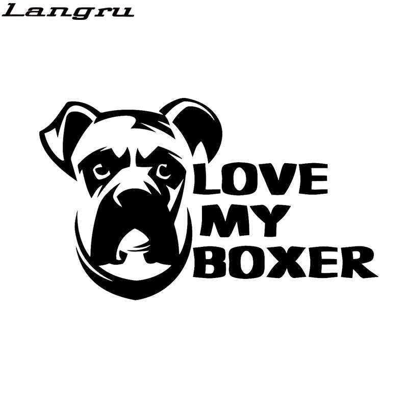 Langru 16*9 5 см Love My Boxer Наклейка на окно бампер для автомобиля собаки любимая собачка