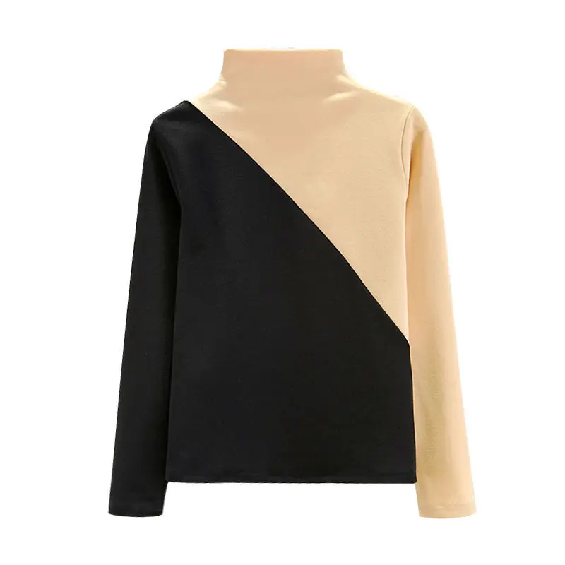 

2021 Long Sleeve Thick Warm T Shirt Women Winter Tops Round Neck Soft T-Shirt Korean Cotton Tshirt Woman Tee Shirt Femme Y98