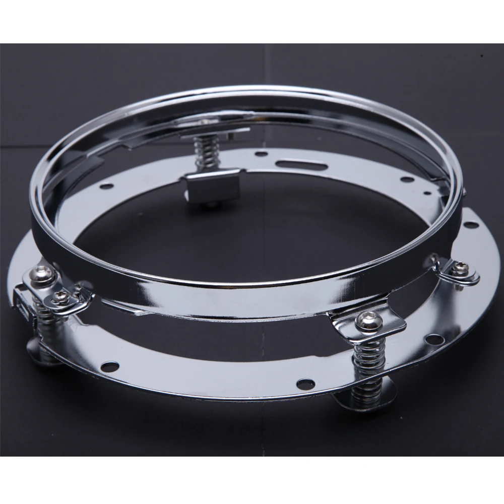 

7 Inch Black/Chrome Round LED Headlight Headlamp Adapter Mounting Ring Bracket Plated for Harley Touring Softail