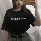 Готическая принцесса, летняя свободная футболка с надписью, Новая Винтажная забавная черная футболка с коротким рукавом в стиле хип-хоп, большие размеры