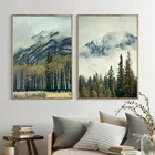 Пейзаж лес, холст, картина, облака и туман, зеленые горы, постер, украшение для дома, Настенная картина для гостиной, Декор, художественные принты