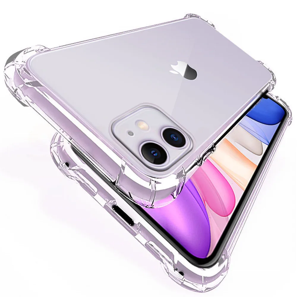 

Shockproof Silicone Clear Phone Case For iPhone 11 7 XR Case Soft Back Cover For iPhone 11 12 Pro XS Max X 8 7 6 6s Plus SE Case