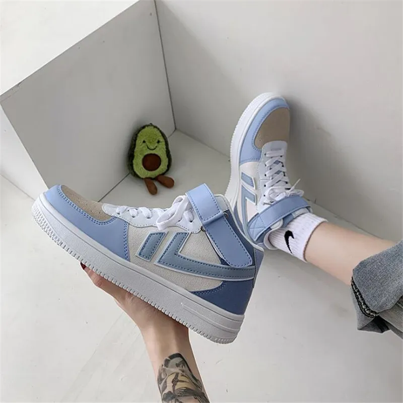 

2021 Spring Summer New Women's High-Top Sneakers No Decoration Fashion Increased Women's Platform Casual Shoes Couple Sneakers