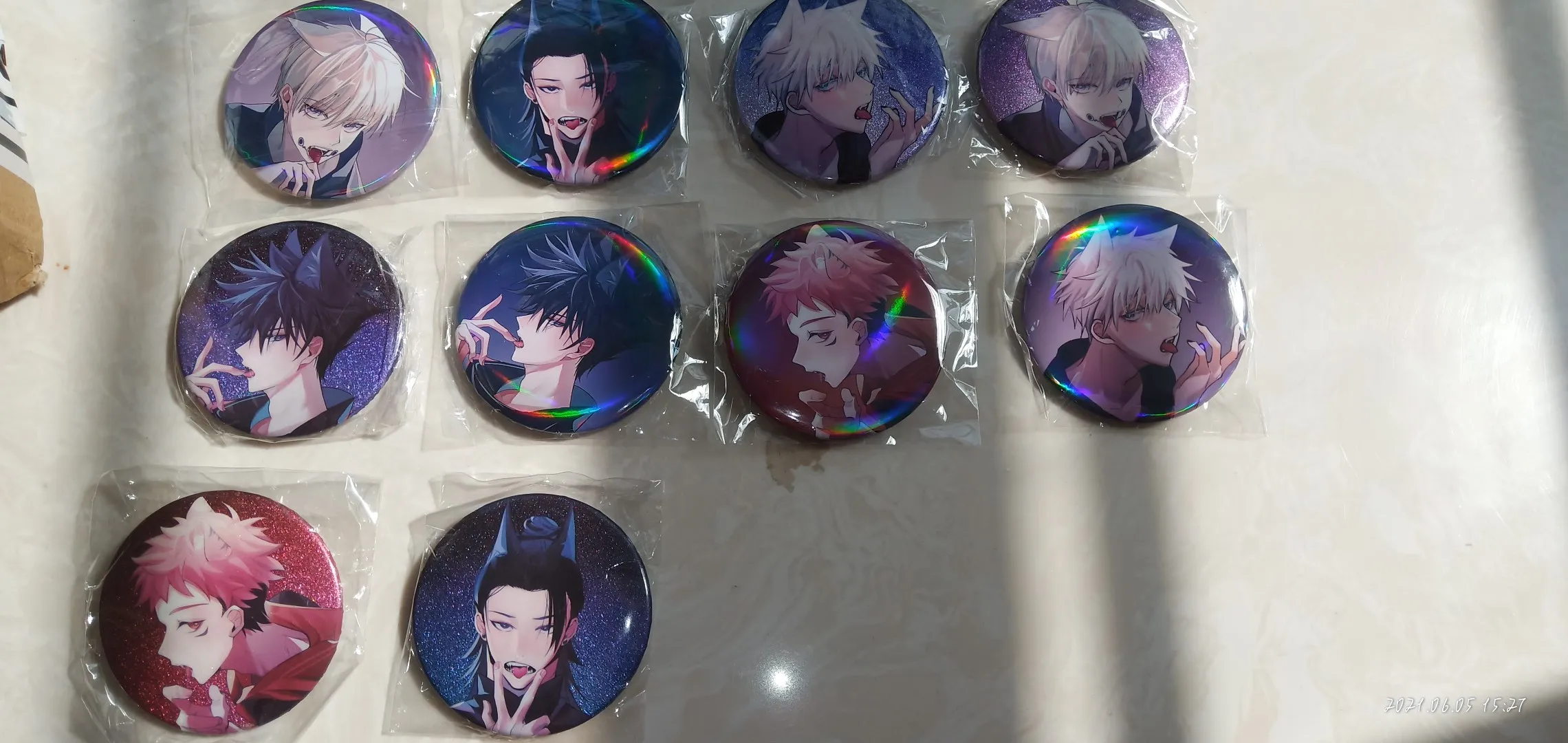 

Anime Jujutsu Kaisen Gojo Satoru Kugisaki Nobara Badge Brooch Button Pin Metal Medal Through card Accessories Cosplay Xmas Gift