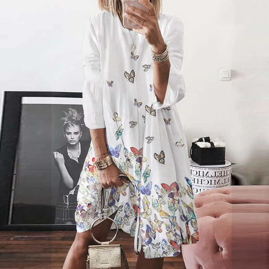@ Women Print Boho Dress Holiday Style Feminino Casual Plus Size Ladies Vestidos De Verano Festa | Женская одежда