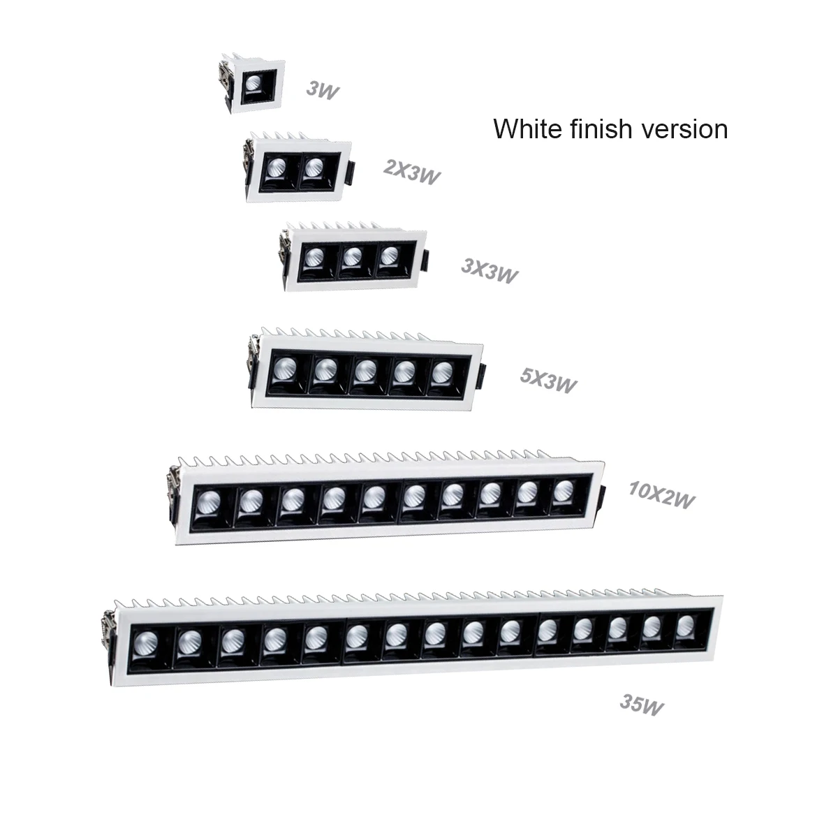 White/Black Finish Super Fins Heatsink DALI Triac 0-10V Dimmable LED Linear Embedded Lamp