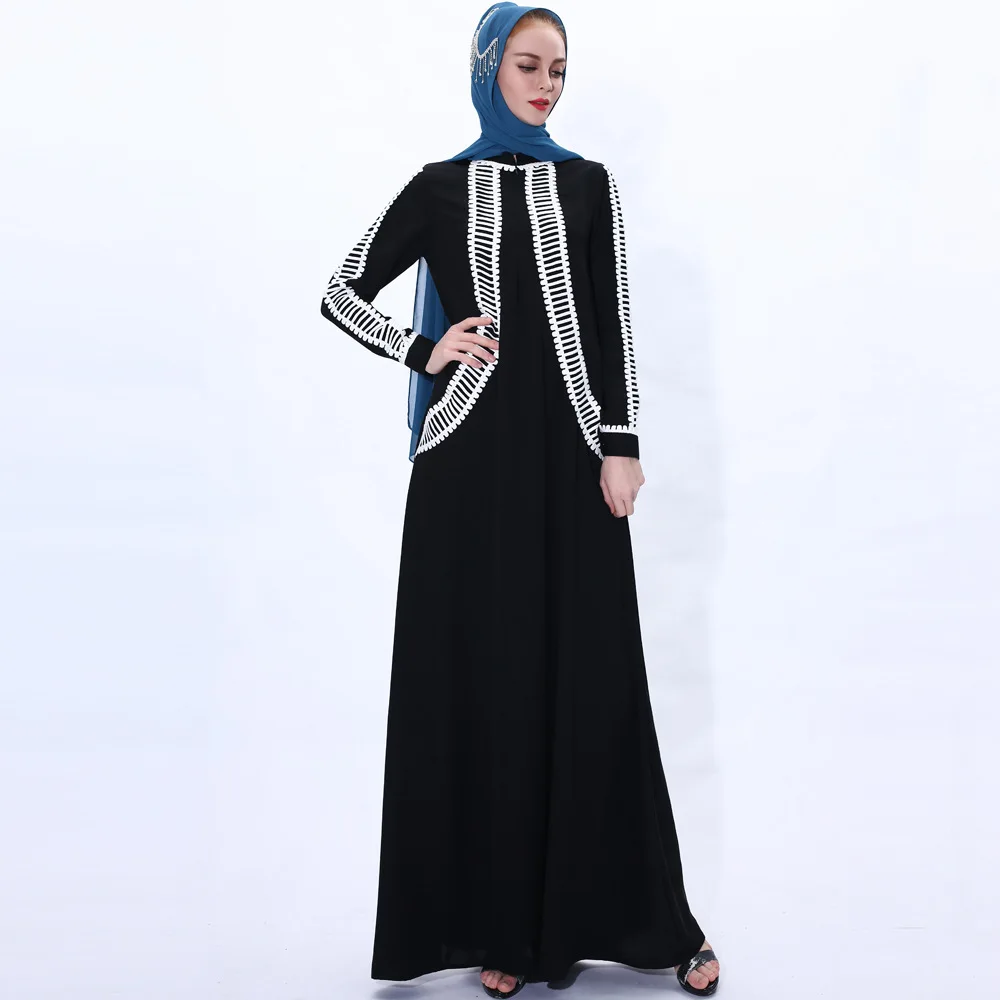 Черное платье с длинной юбкой из Турции, Саудовской Аравии, женское кружевное повседневное вечернее платье Рамадан, модное мусульманское б...