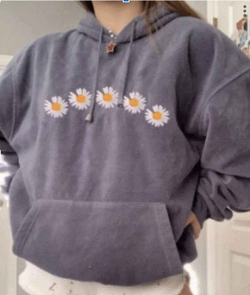 

Gray Letter Printing Vintage Sweatshirt Women Hoodies Oversized Plus Size Teens BF Girls 2020New Fashion Winter Long Sleeve Tops