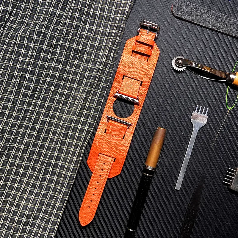 Наручный ремень для Apple Watch, ремешок-манжета, кожаный ремешок, 42 мм, 38 мм, 40 мм, 44 мм, браслет для iWatch, ремешок серии 5, 4, 3, 2, 1