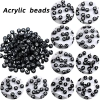 100pcslot 4x7mm acrylic beads black and white letter beads 26 single letter flat round plastic beads