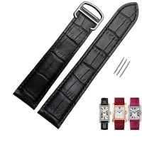 for cartier tank watchband high quality black brown genuine leather 16 17 18 20 22 23 24 25mm straps with folding buckle band