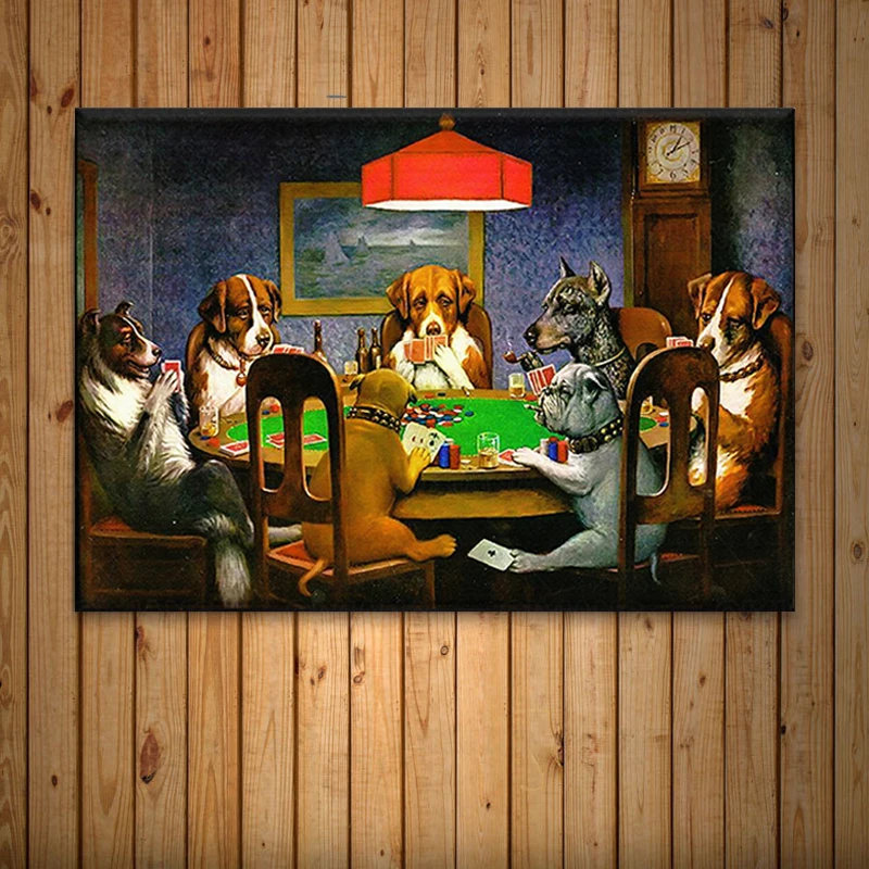 Собаки играют в карты Живопись на холсте смешные животные картины Домашний декор плакаты и печати Водонепроницаемый.