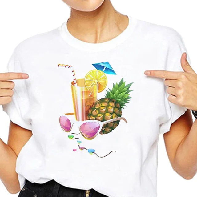 ERNESTNM High Quality Pineapple Printed Women T-shirt Breathable Short Sleeve Female Tops Soft Round Neck Ladies Clothes | Женская