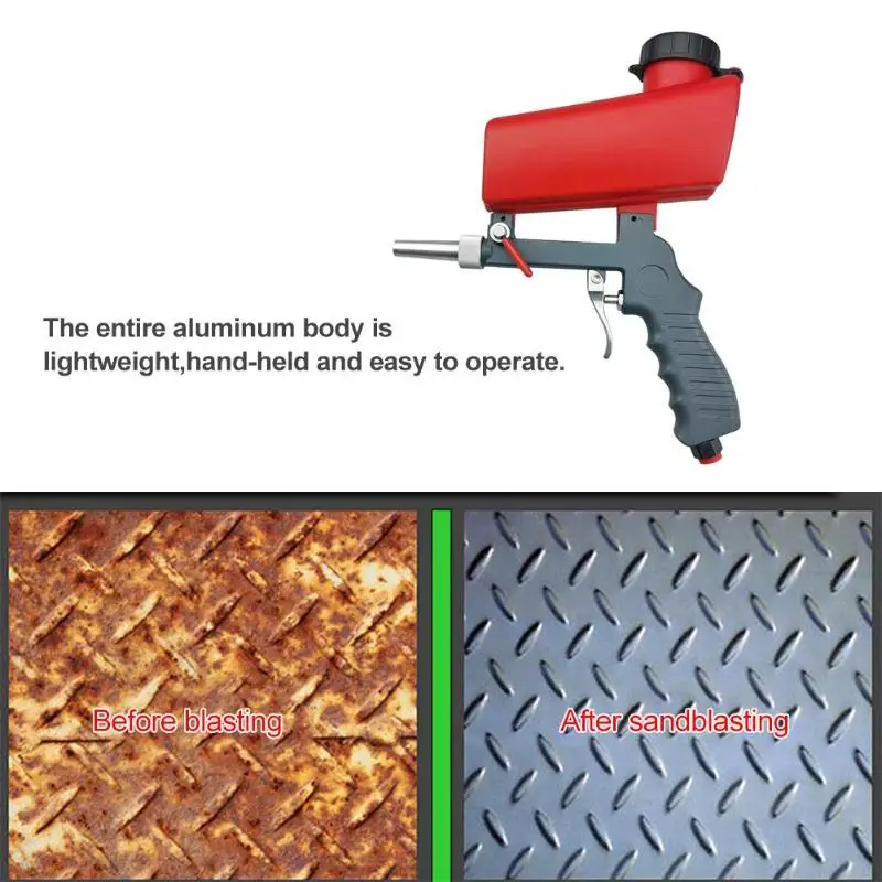 

Portable Pneumatic Rust Blasting Handheld Sanding Gravity Sandblasting Gun Hand Tool Lightweight Power Machine