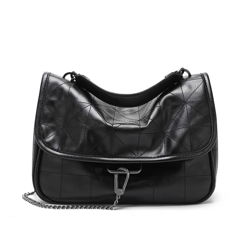 

Сумка-мессенджер NEWPOSS женская из экокожи, мягкая сумочка на одно плечо с ромбовидным узором, роскошный саквояж на цепочке, цвет черный, 2022