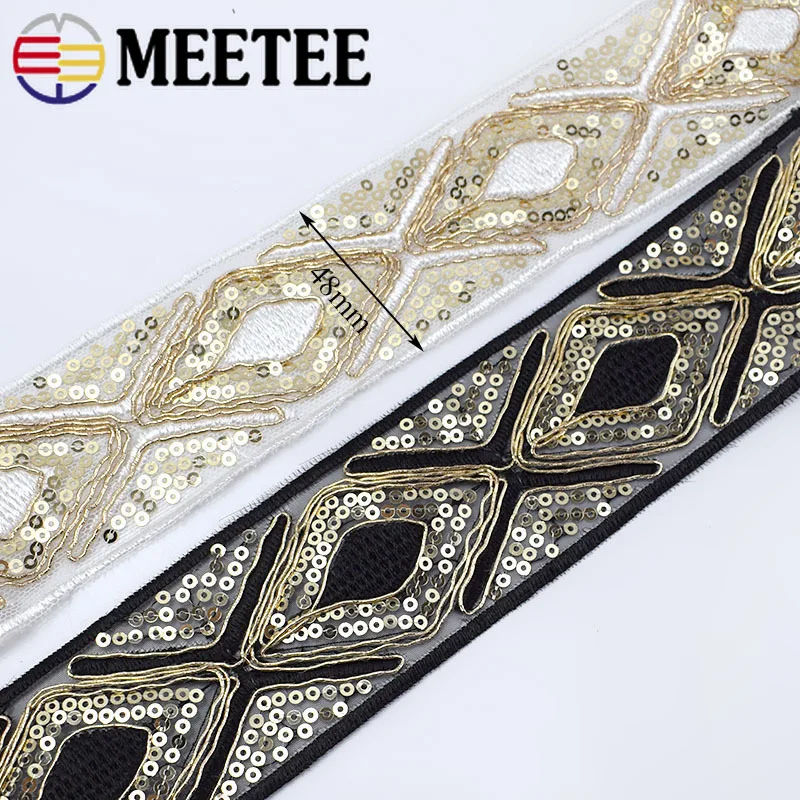 Этническая золотая нить 3 м сетка пайетки тесьма ленты обувь платье декоративная