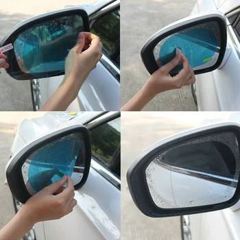 Car Clear Waterproof Film Rearview Mirror Anti Fog Anti-Glare 2 Pieces Automobile Accessories Elliptic General Type Car Decor 4