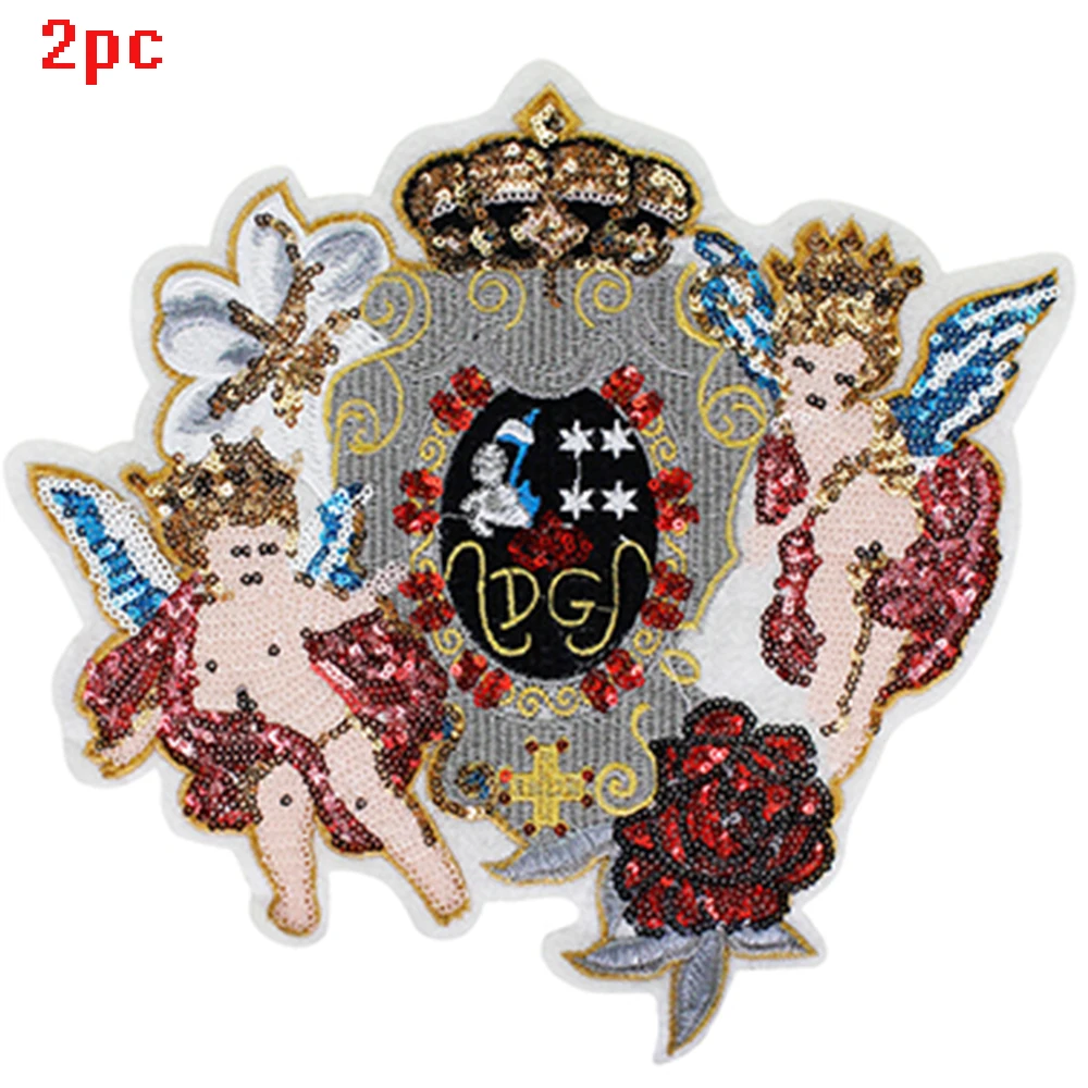2pc angel 1133 Вышивка блесток фея кукла Корона Ангел аппликация в виде крыла Мода патч украшение для одежды сумка рубашка Швейные аксессуары - Цвет: 2pc angel 1133