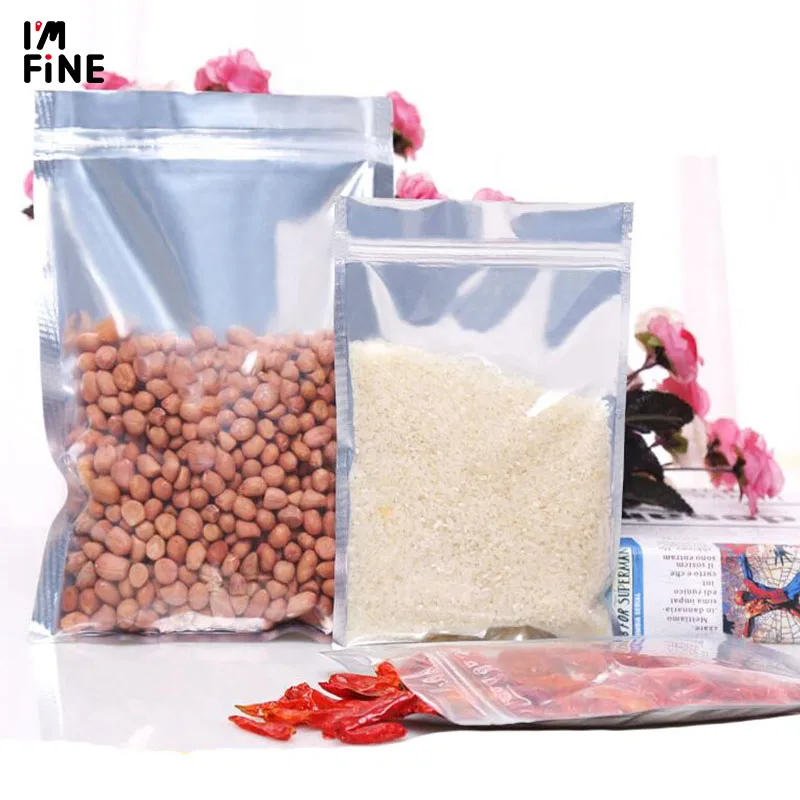 100 Pcs Clear Aluminum Foil Bag Self Seal Zipper Ziplock Packing Food Retail Resealable Baking Packaging Pouch | Дом и сад