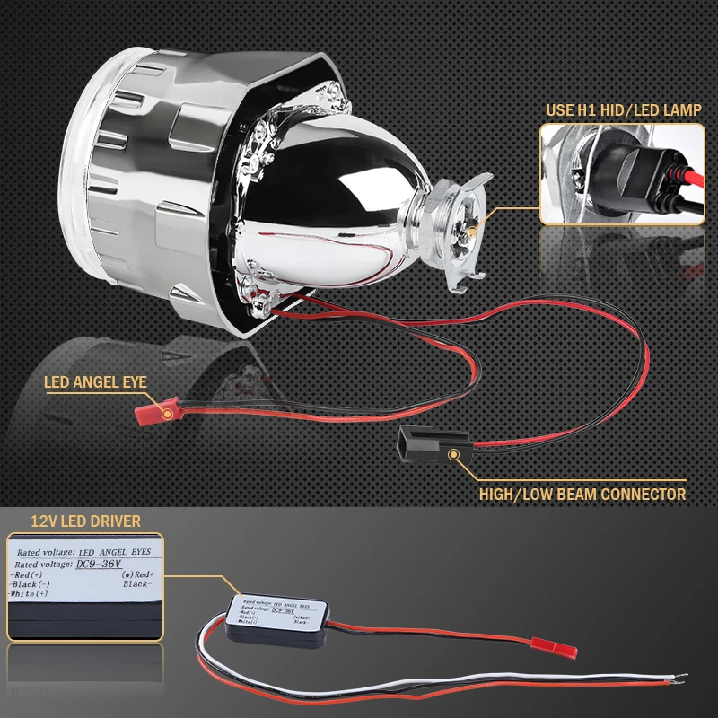 НОВЫЙ 2 5 дюймовых Биксеноновые дооснащения объектив проектора с глаза ангела в