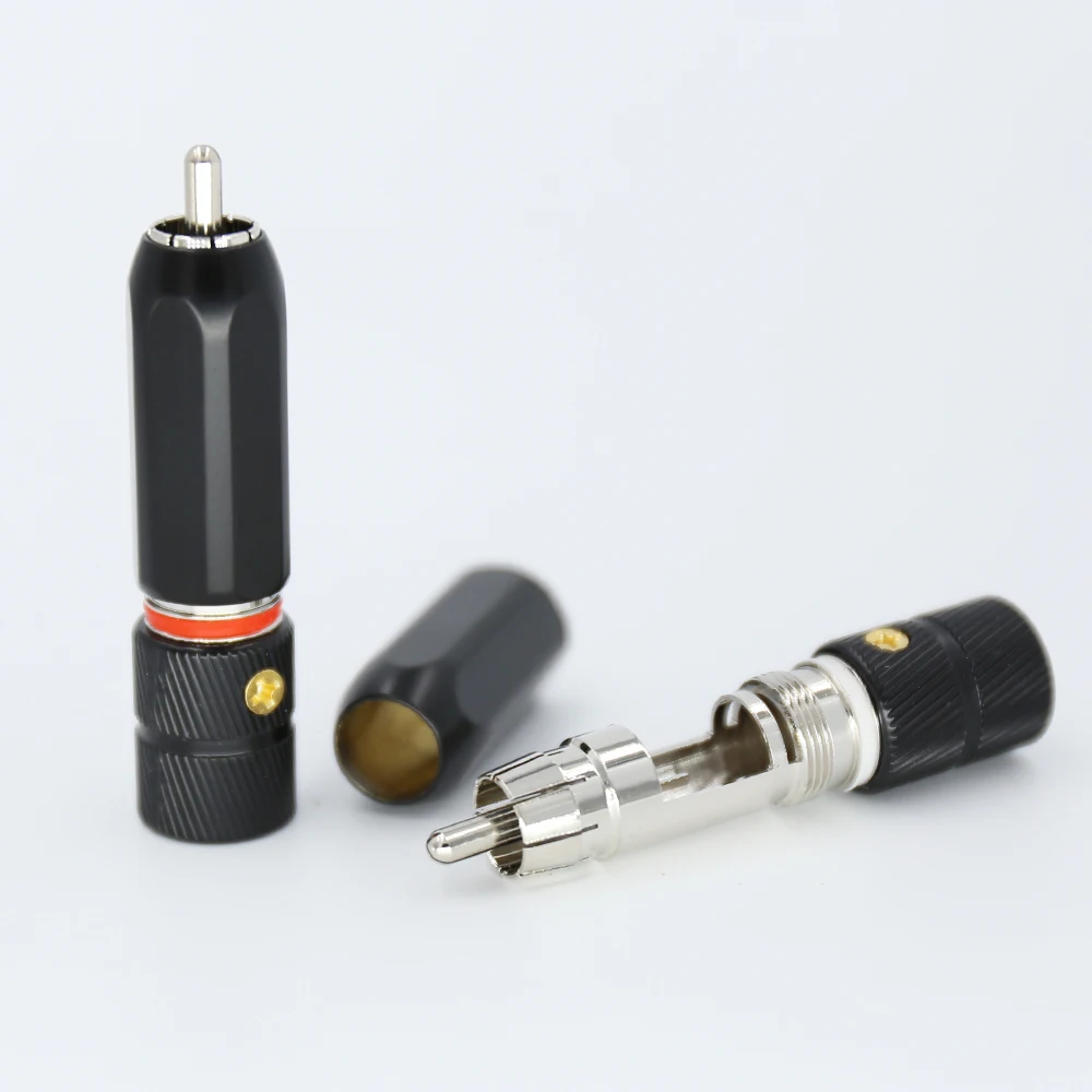 4PCS HIFI screw locking Rhodium Plated RCA Plug Phono Copper Connector | Электроника