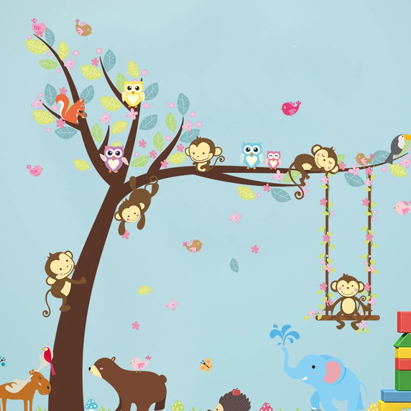 

Kids Decal Stickers Kitchen Wall Decor Living Room Indoor Animal Print Backdrop