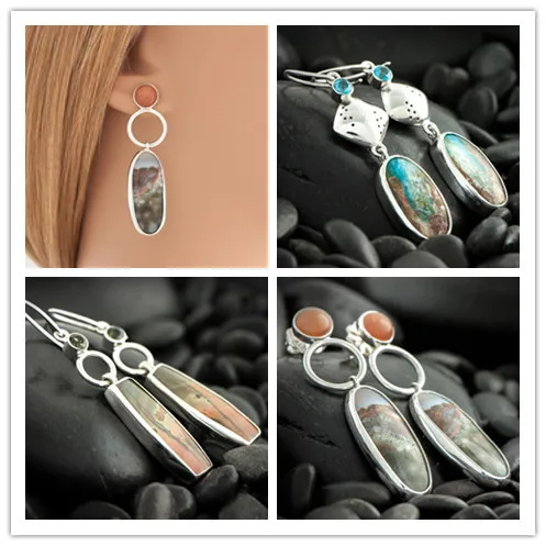 

2021 Tribal Ethnic Leaves Earings Resin Drop Dangle Earrings Boho Brincos Jewelry Two Tone Metal Wedding Statement Earring Gifts