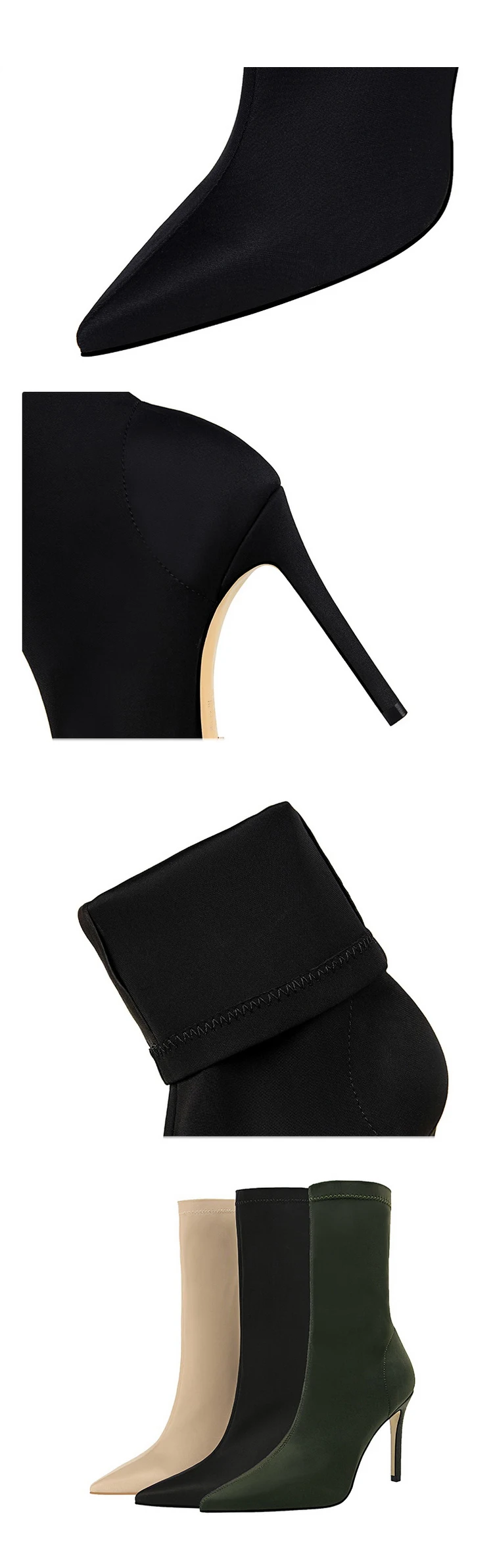 

LNDASLY New Boots Women 2021 Autumn Fashion Ankle Pointed Toe Shoes Stretch Cross-Tied Lace-Up Stiletto High Heel Botas Mujer 42