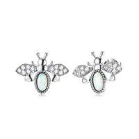 zemior authentic stud earrings for women s925 sterling silver inlay opal and zircon bee earring insect series gifts fine jewelry