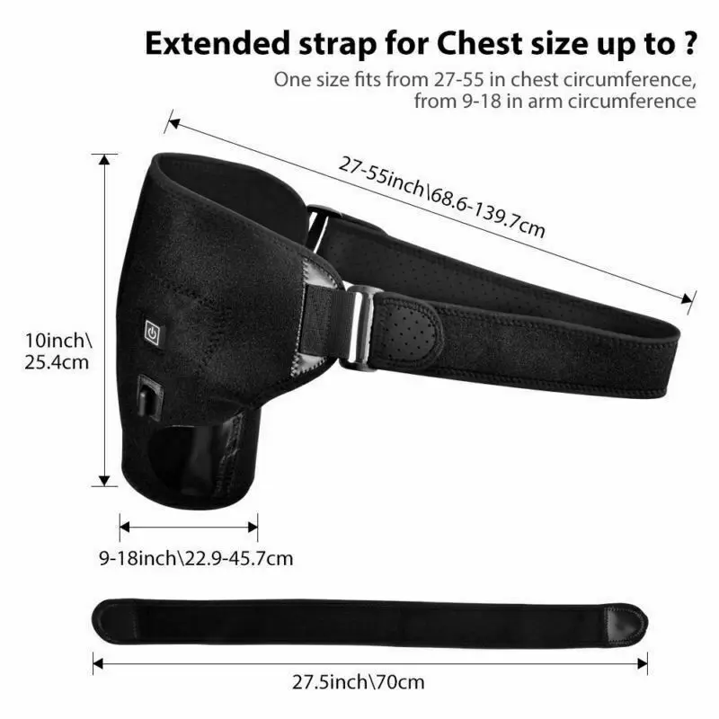Electric Heat Therapy Adjustable Shoulder Brace Back Support Belt Dislocated Shoulders Rehabilitation Injury Pain Wrap | Спорт и