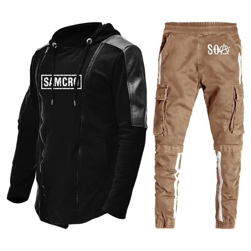 

Fashion Spring Autumn Men's pullover SOA Sons of Anarchy Printing Cotton High Quality Men's hoodie + pants two-piece suit