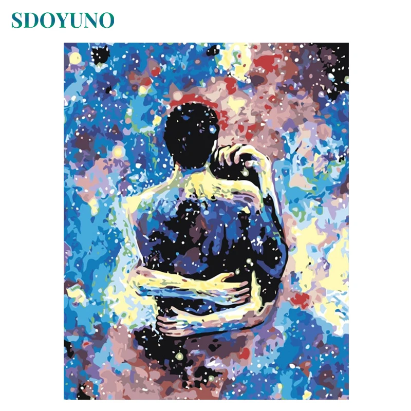 SDOYUNO 60x75cm Frameless Oil Painting By Numbers On Canvas Embrace Paint By Numbers Home Decor Figure Digital Painting DIY