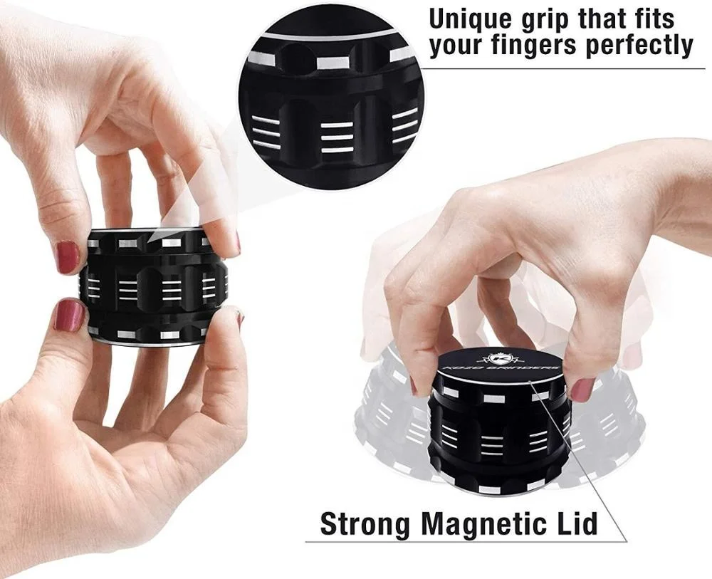 Крупная 4-слойная дробилка для трав Archibald 63 мм черная алюминиевая металлическая