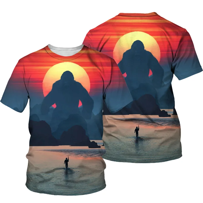 

Summer 2021 New Gorilla King Kong Print T-Shirt Men Short-Sleeved O-Neck Oversized Streetwear Fashion Movie Theme Style 110-6XL