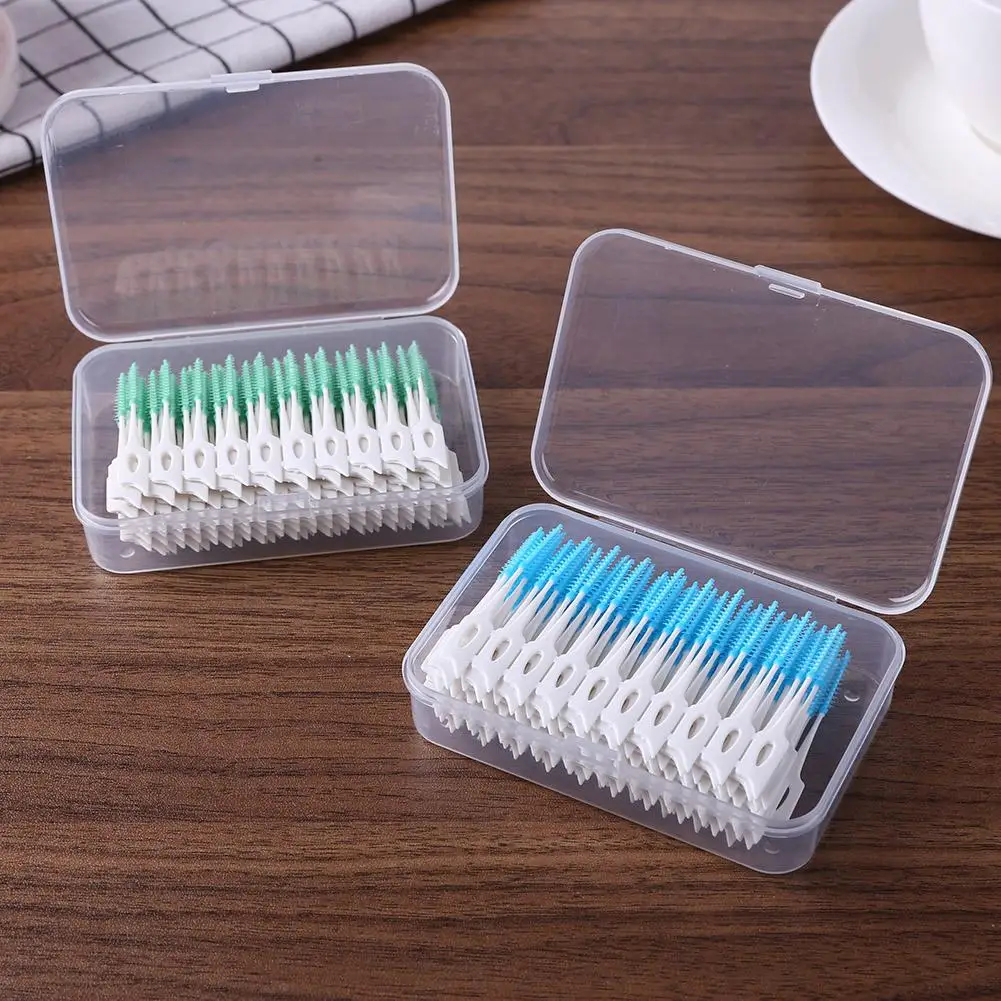 

160pcs/Set Disposable Soft Silicone Toothpicks Double-ended Floss Inter Brush Teeth Stick Tooth Picks Clean Oral Care Tool160pcs