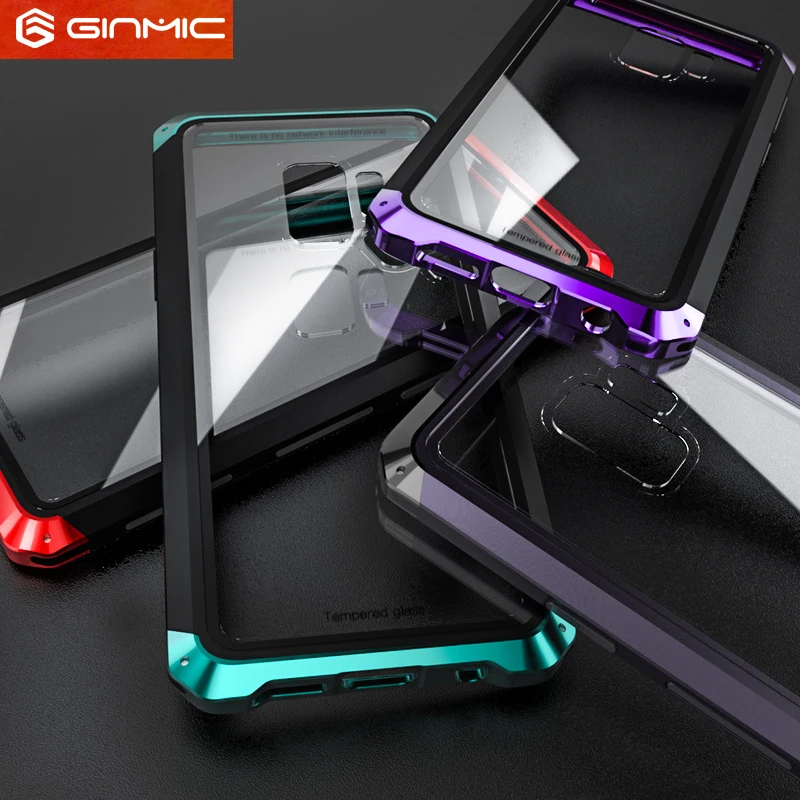 Чехол для Samsung Galaxy S9 прозрачный стеклянный Алюминиевый металлический жесткий